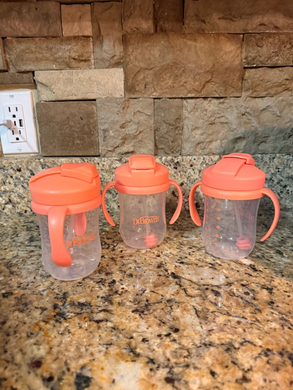 Dr. Brown's Coral Straw Sippy Cups (Set of 3)